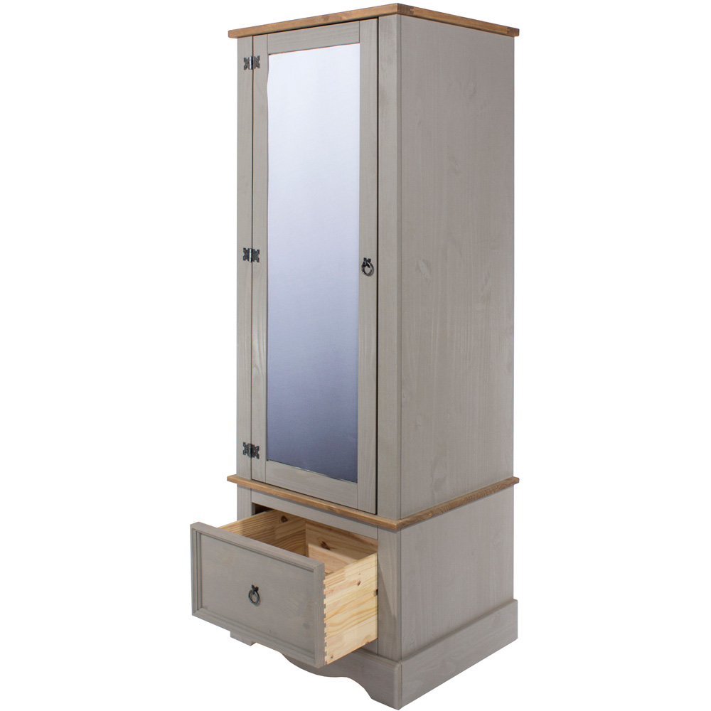 Core Products Corona Single Door Single Drawer Grey Mirrored Wardrobe Image 5