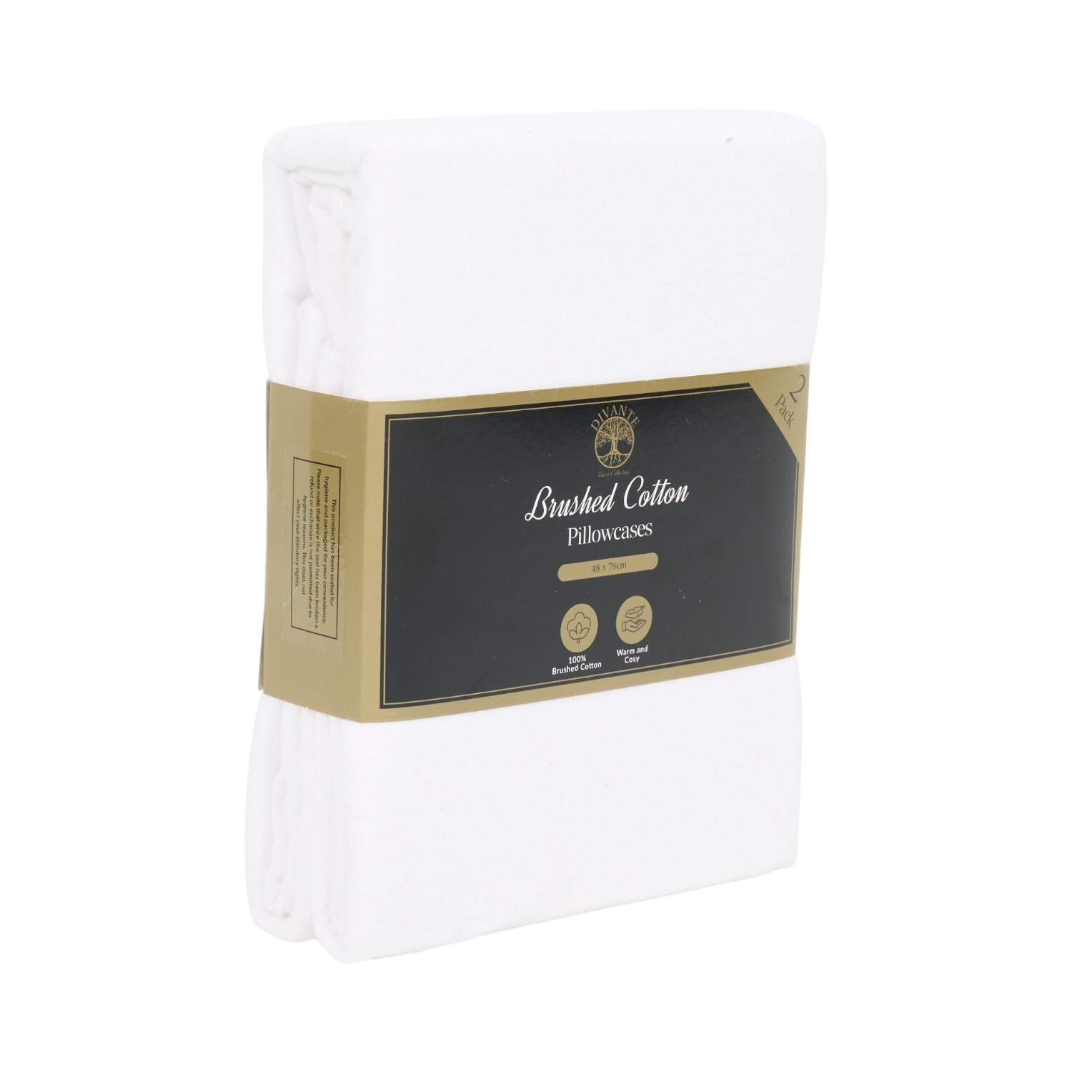 Pack of 2 Brushed Cotton Pillowcases White Image 2