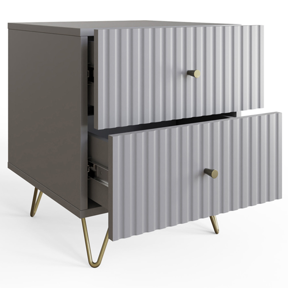 GFW Thalia 2 Drawer Grey Bedside Table Set of 2 Image 6