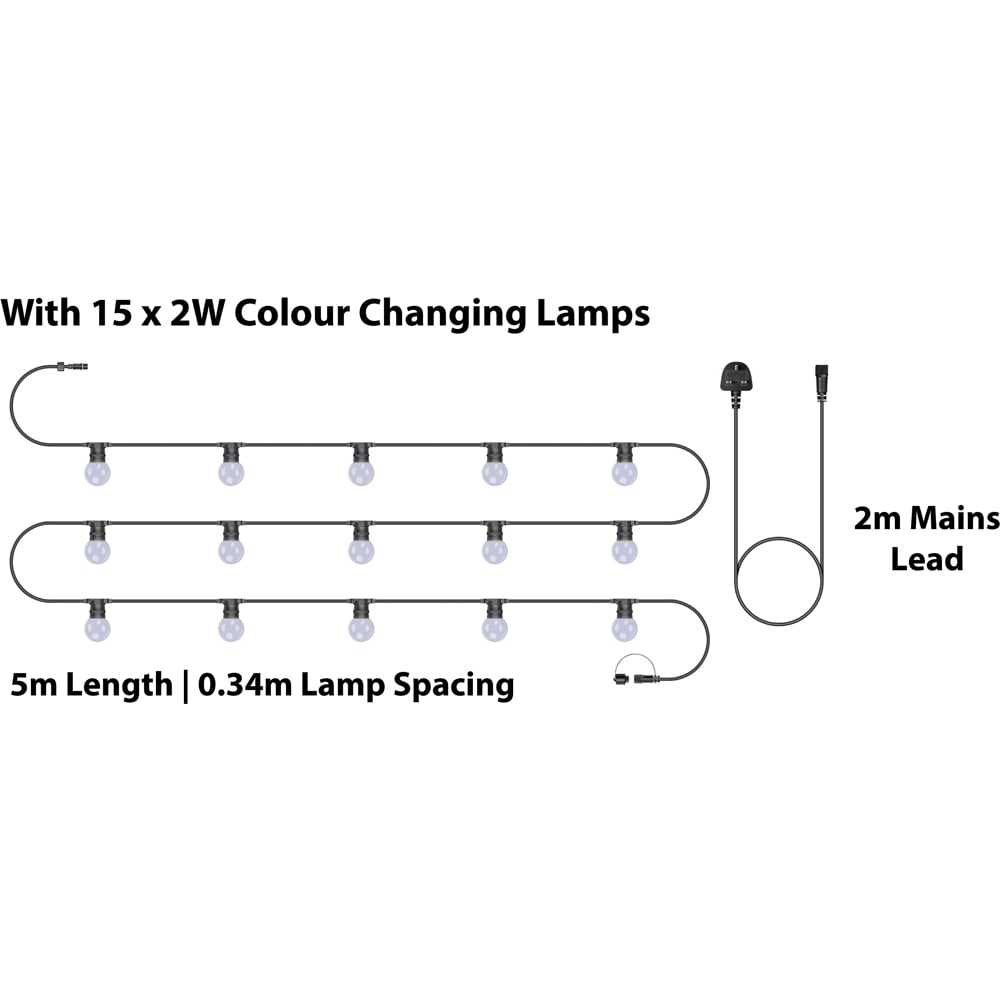 Eagle Connect Festoon 15 RGB Lamps LED String Light 5m Image 4
