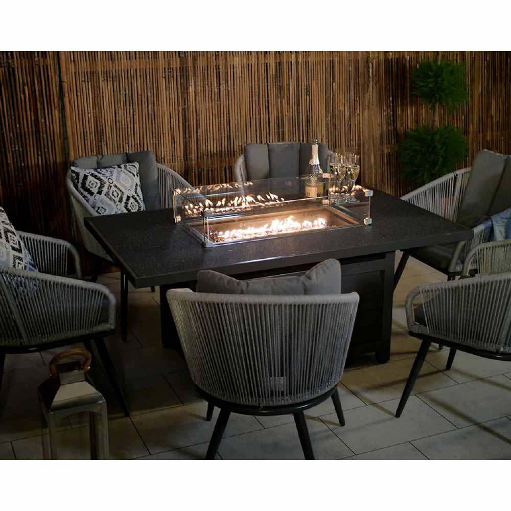 Royalcraft Aspen 6 Seater Firepit Dining Set Grey Image 3