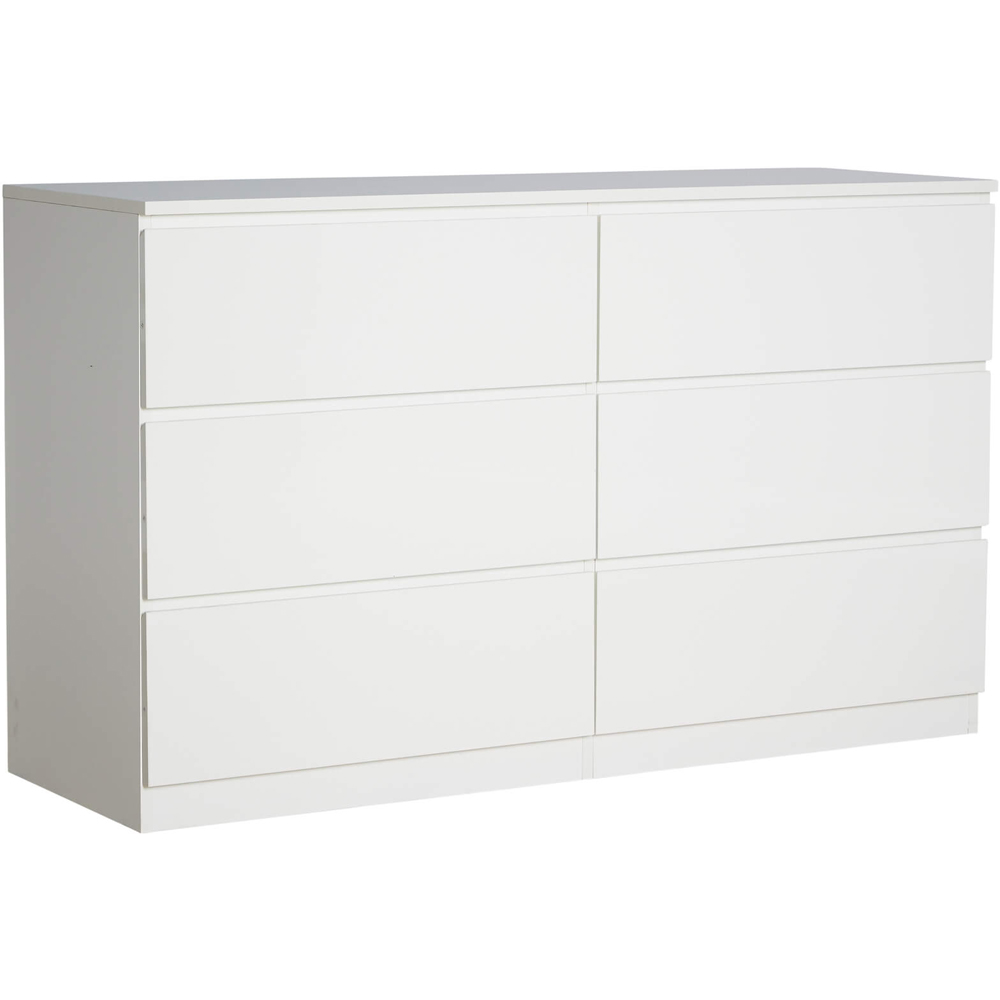 Home Source Lugano 6 Drawer Rustic White Oak Effect Wood Chest of Drawers Image 2