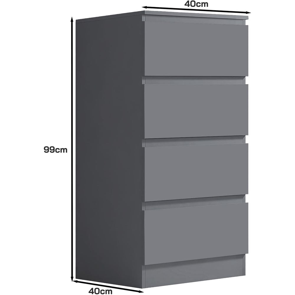 FWStyle Carlton 4 Drawer Matt Grey Chest of Drawers Image 6