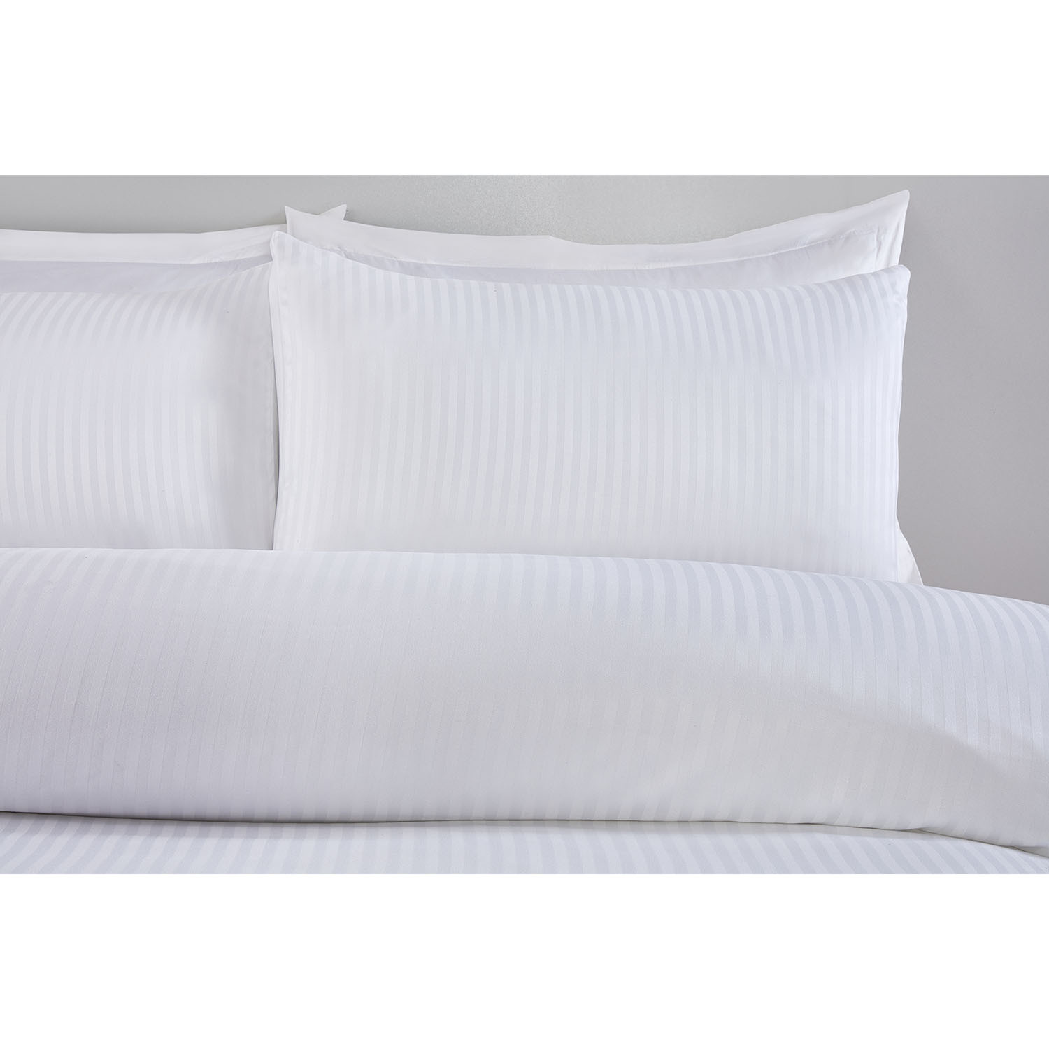 Pimlico Satin Stripe Duvet Set - White / Superking Image 3