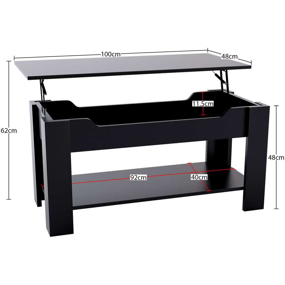 Vida Designs Black Lift Up Coffee Table Image 9