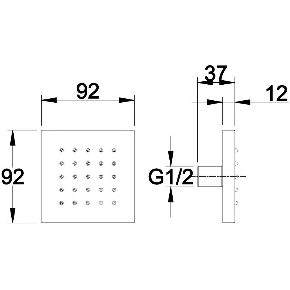 Hudson Reed Chrome Square Tile Body Jet Image 3