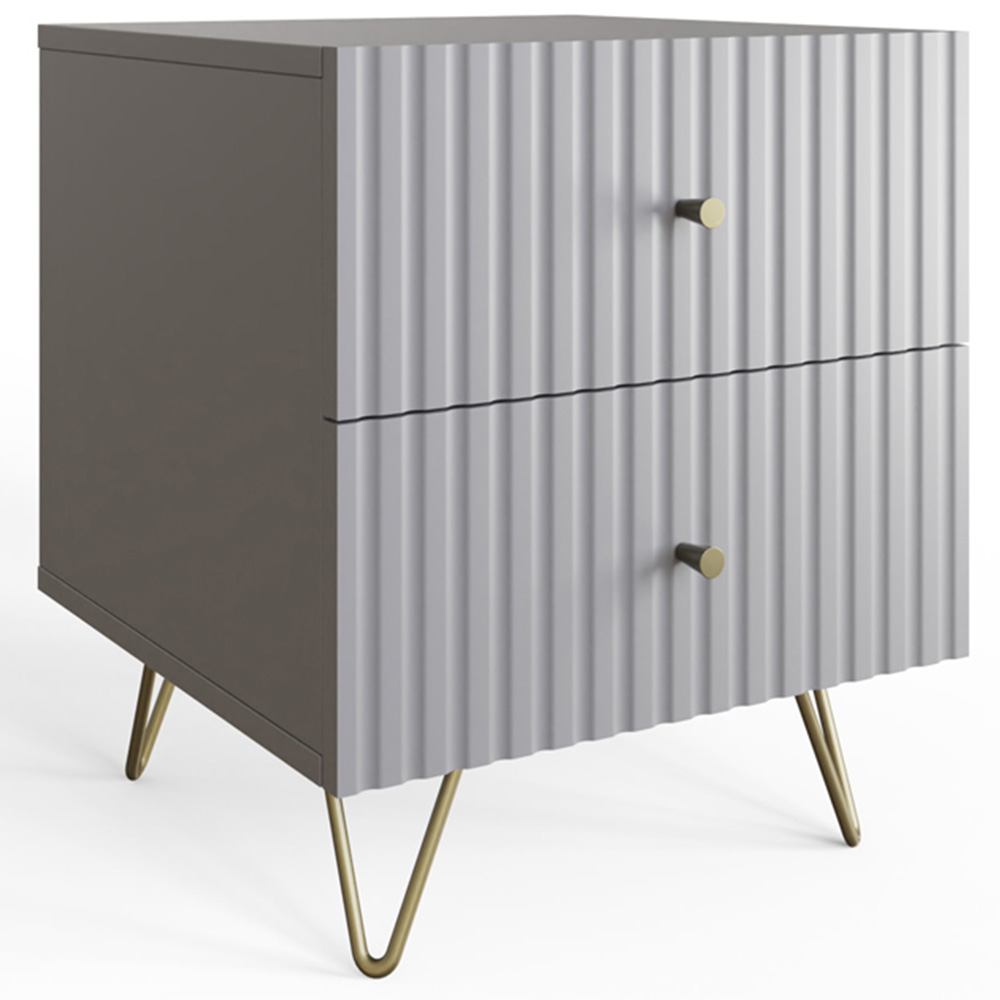 GFW Thalia 2 Drawer Grey Bedside Table Image 2