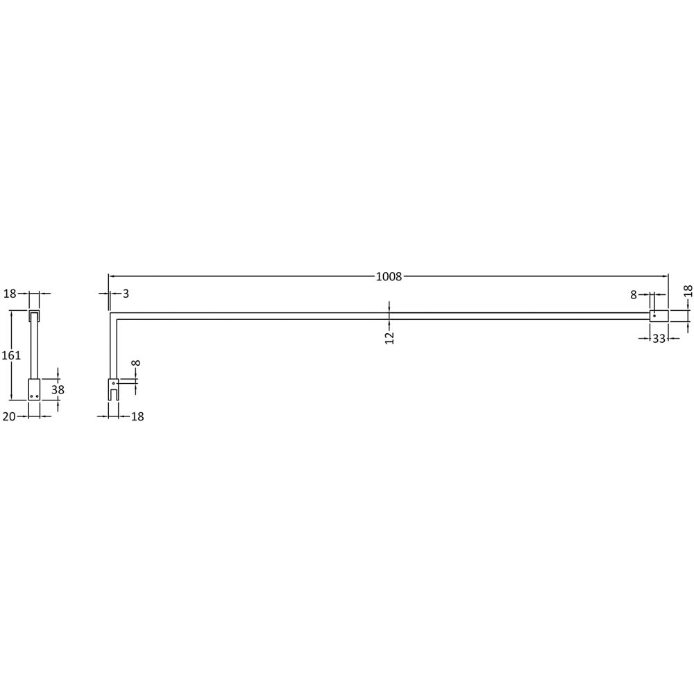 nuie Chrome Support Bar Kit 15x150mm Image 2