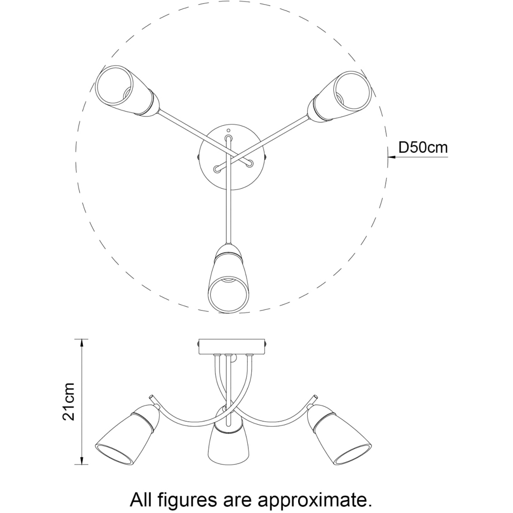 Cosylyte Hallie 3 Light Brushed Nickel Glass Ceiling Light Image 7