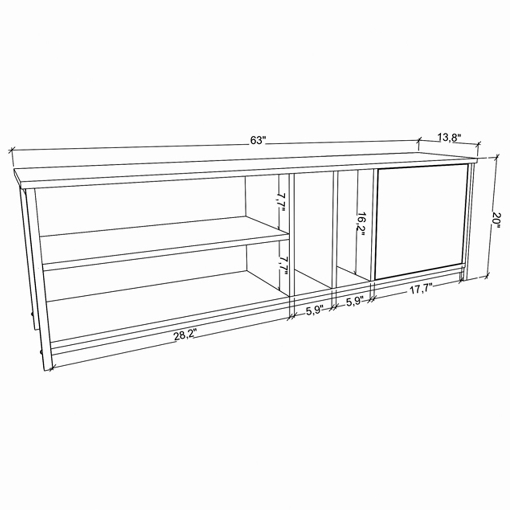 Decorotika Oneida Single Door 4 Shelf Black and White TV Unit Image 7