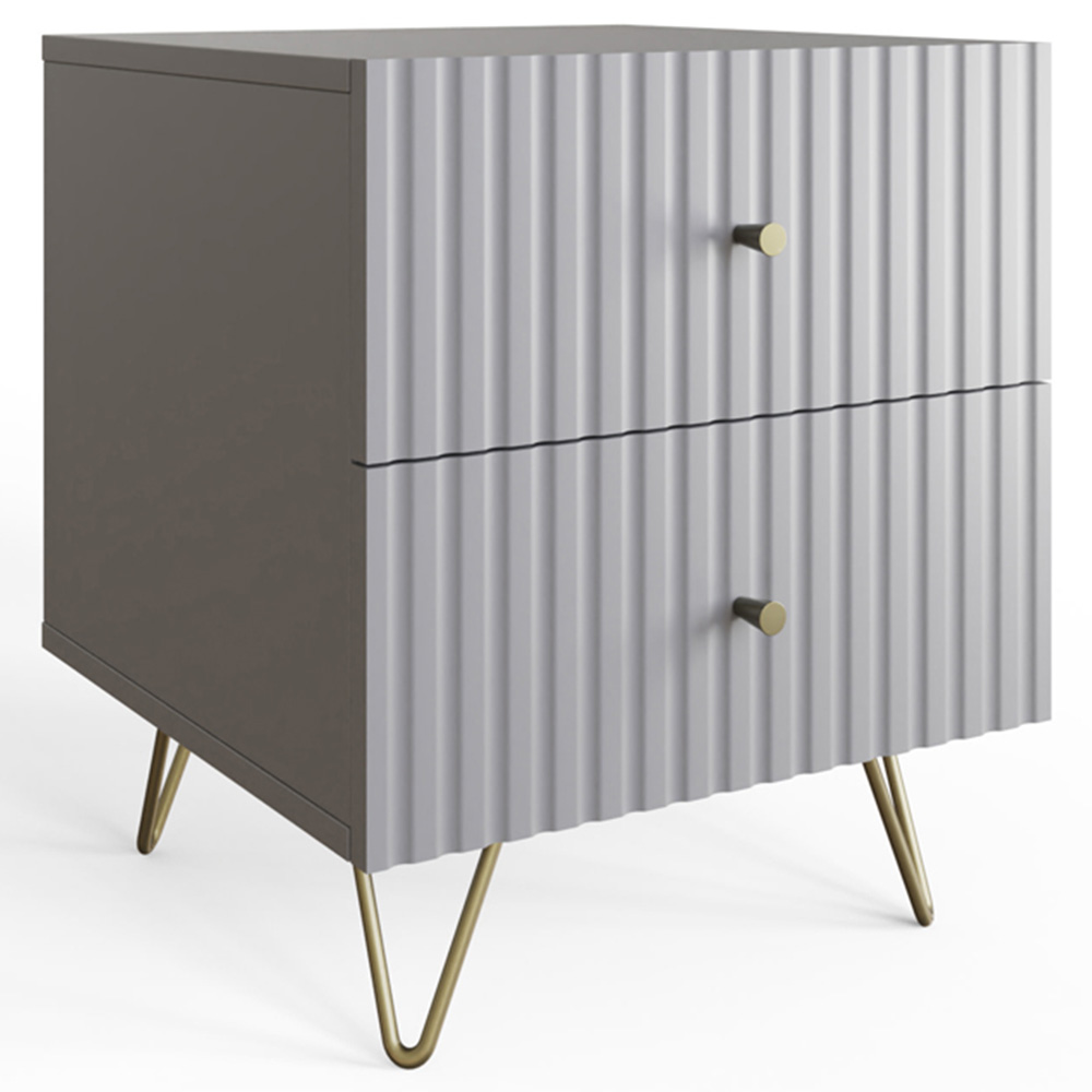 GFW Thalia 2 Drawer Grey Bedside Table Set of 2 Image 5
