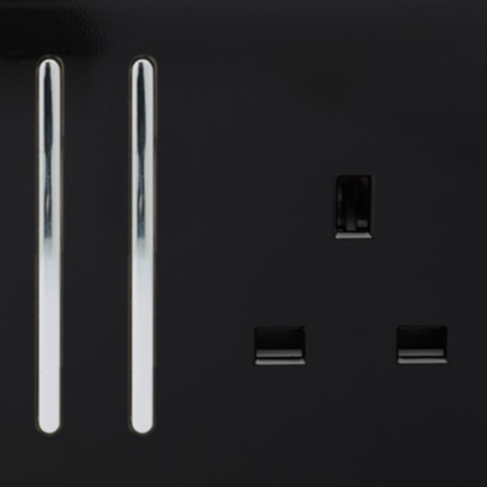 Trendi Switch 2 Gang Long Switch Piano Black Plug Socket 7 Pack Image 2