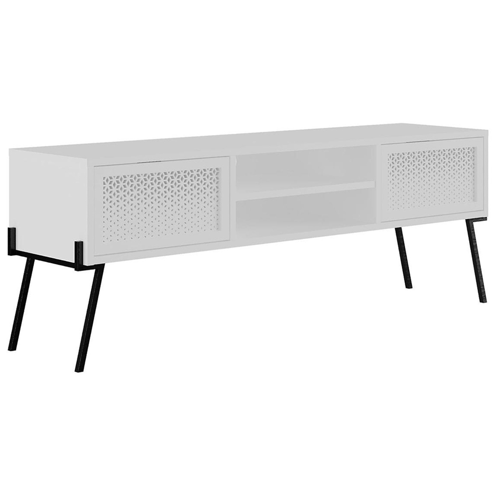 FWStyle Naive 2 Door 2 Shelf White Wide TV Unit Image 2