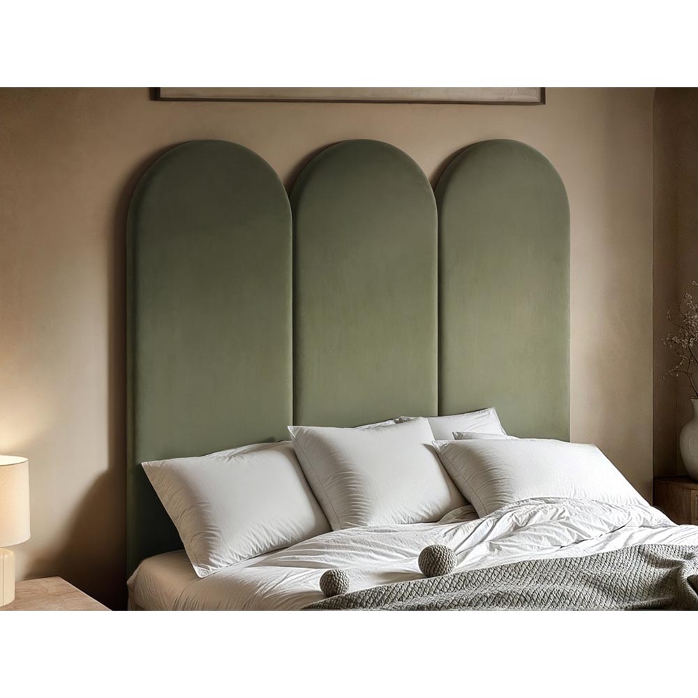 Solace+Co Cirrus Khaki Green Velvet Headboard Panel Image 5