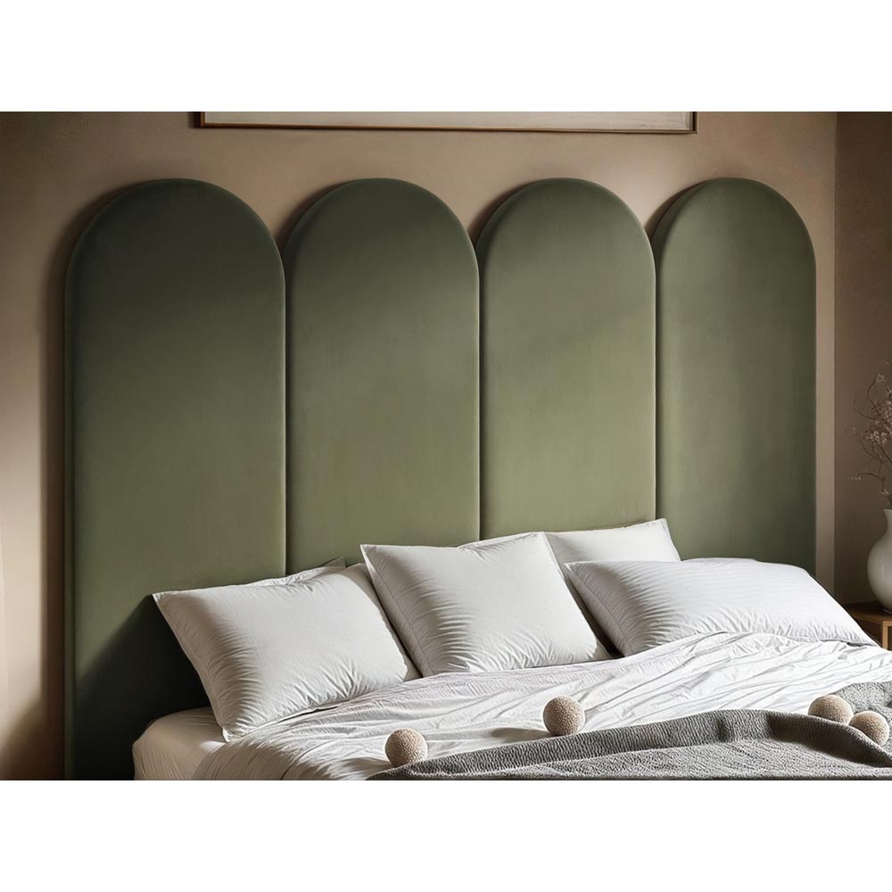Solace+Co Cirrus Khaki Green Velvet Headboard Panel 4 Pack Image 3