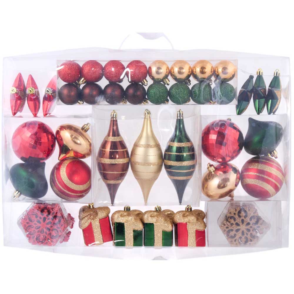 Set of 70 Sleigh Bells Ring Baubles - Multicolour Image 1