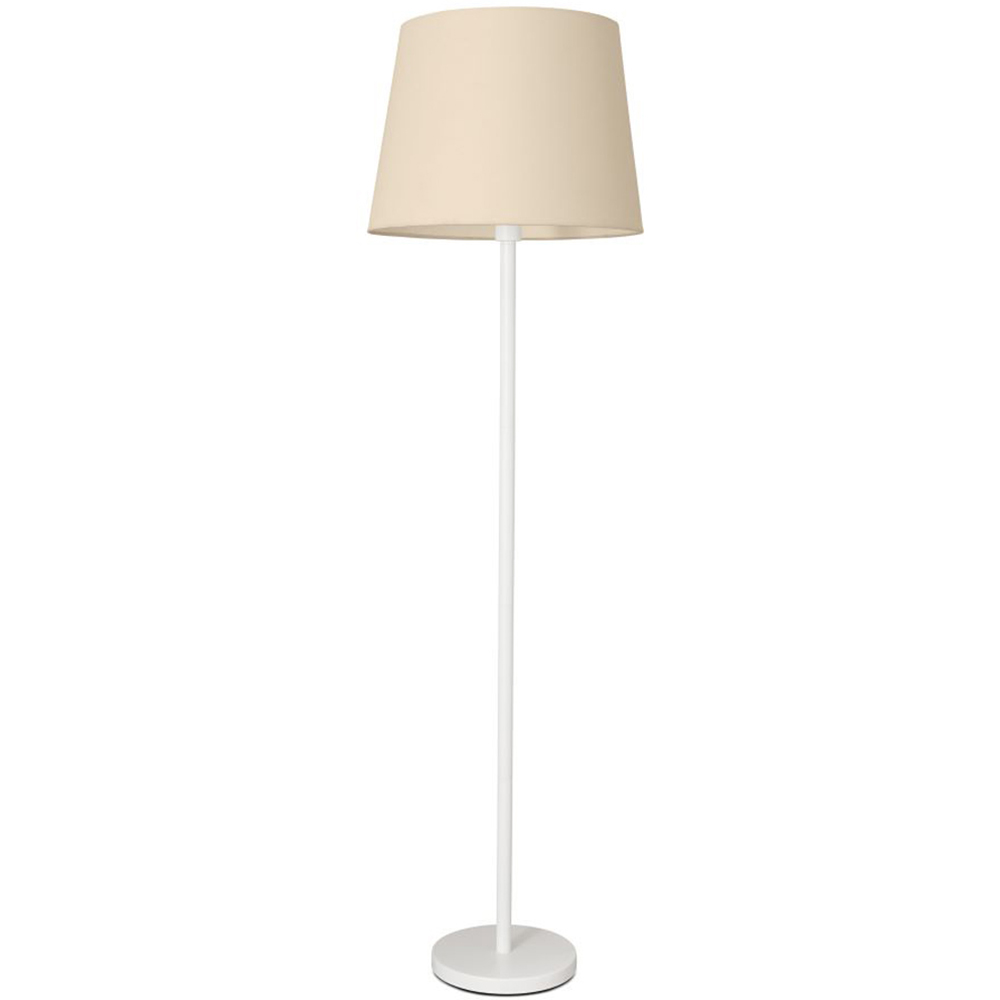 ValueLights Charlie Beige Tapered Shade White Single Stem LED Floor Lamp Image 1