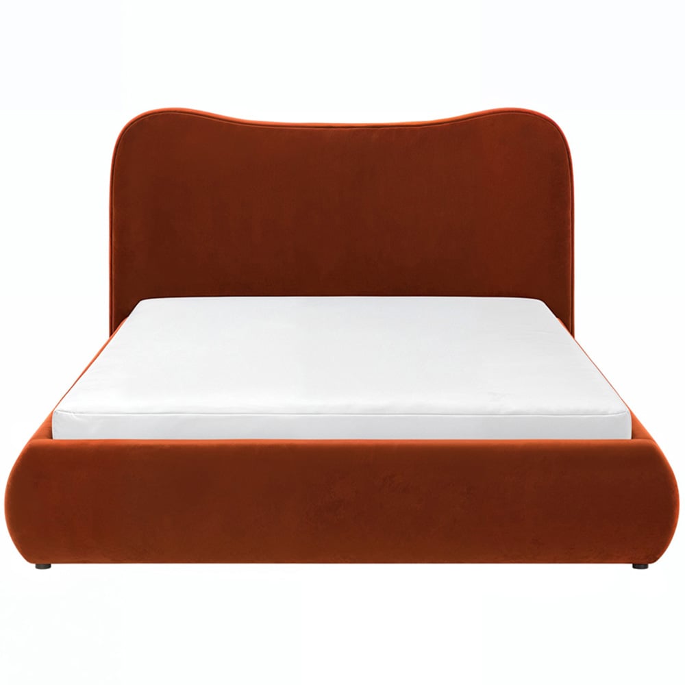 Solace+Co Ember King Size Orange Velvet Ottoman Bed Image 2