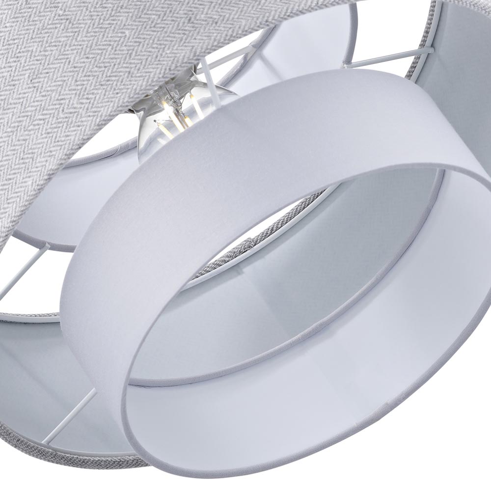 Happy Homewares Herringbone 3 Tier Grey Linen and Cotton Pendant Shade Image 4