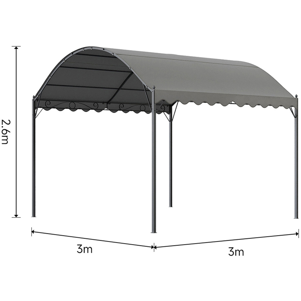 Living and Home Dark Grey Waterproof Metal Arched Pergola 3 x 3m Image 9
