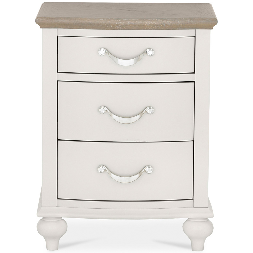 Bentley Designs Montreux 3 Drawer Grey Washed Oak and Soft Grey Nightstand Image 3