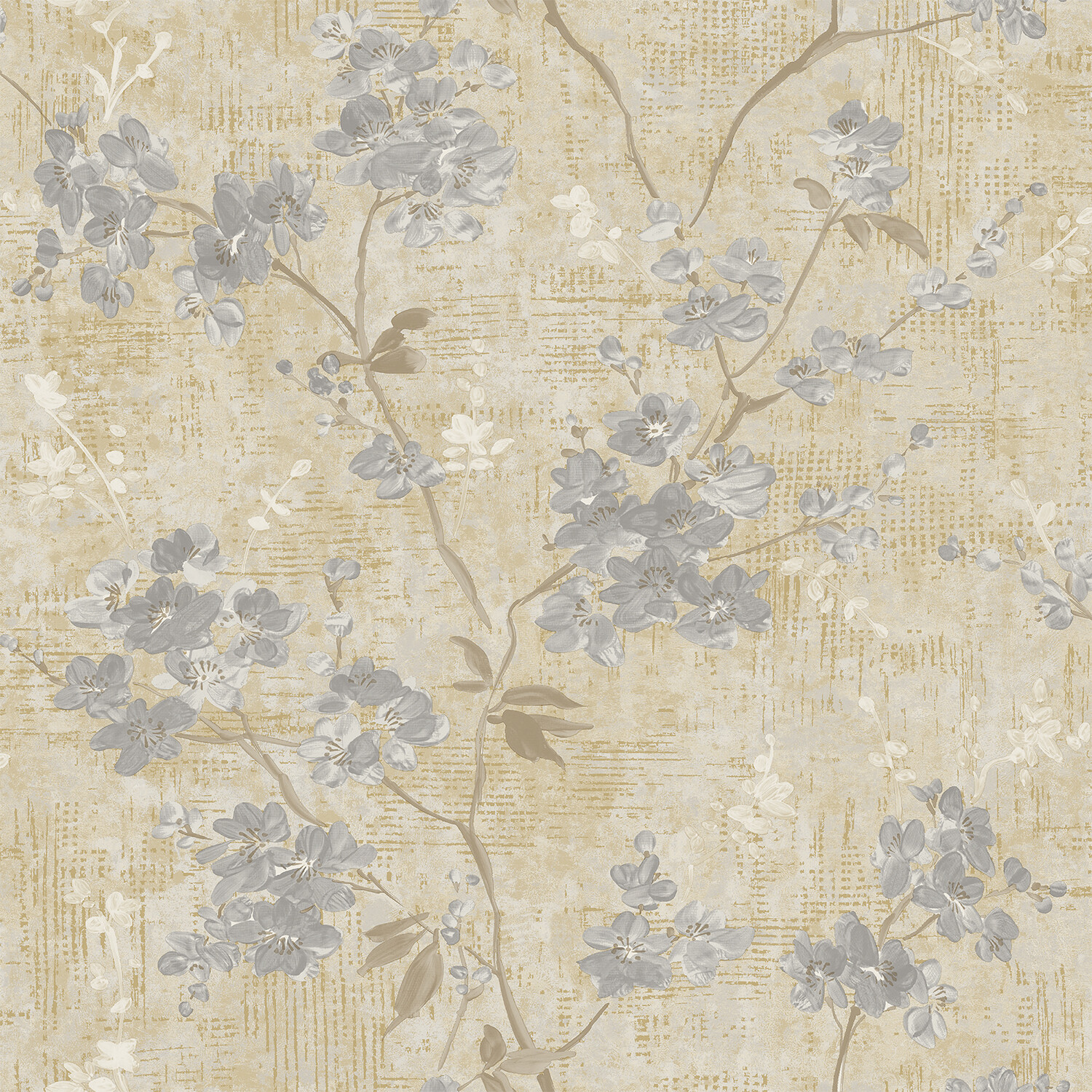 Anethe Blossom Textured Wallpaper - Cream and Grey Image 1