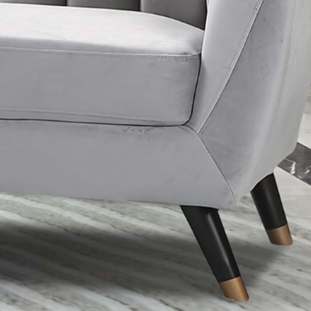 Morgan 3 Seater Grey Plush Velvet Sofa Image 3