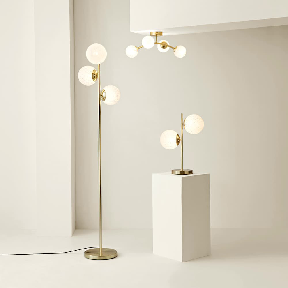 ValueLights Jas White Confetti Glass Globe Shade Gold 4 Way LED Ceiling Light with Bulb Image 7