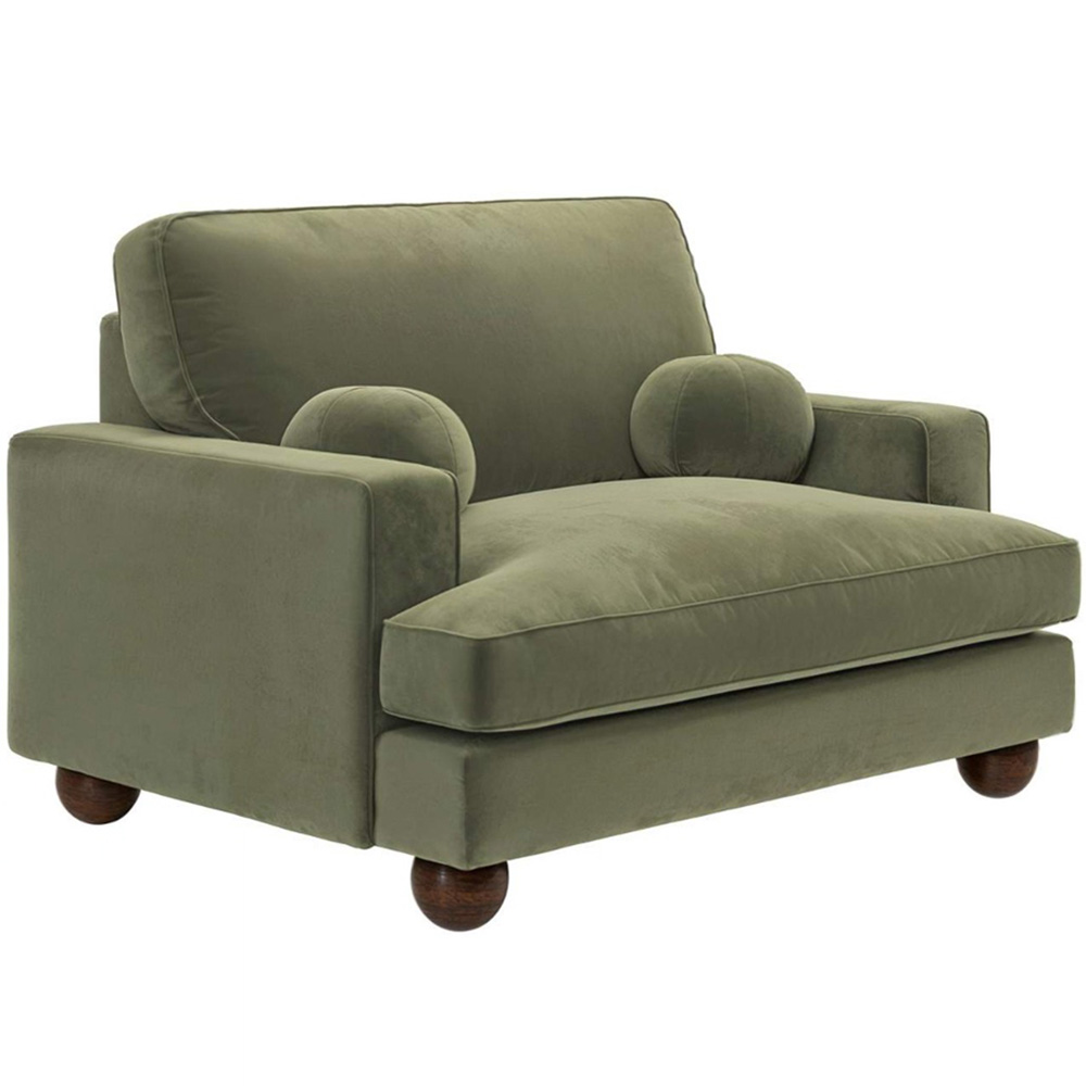 Solace+Co Addison Khaki Green Velvet Loveseat Sofa Image 3