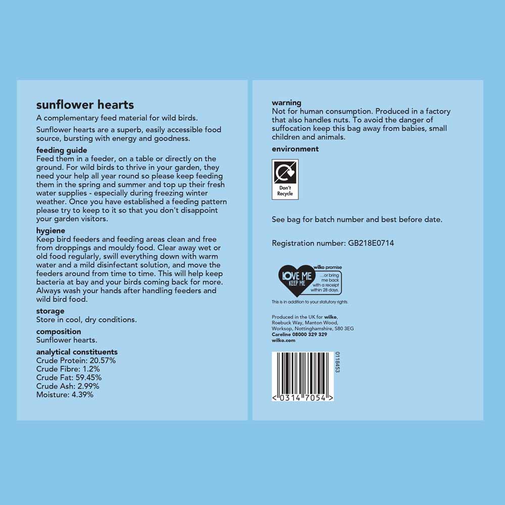 Wilko Wild Bird Sunflower Hearts 12.75kg Image 2