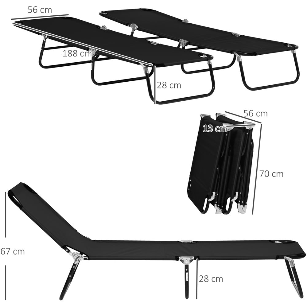 Outsunny Set of 2 Black Foldable Recliner Sun Lounger Image 7