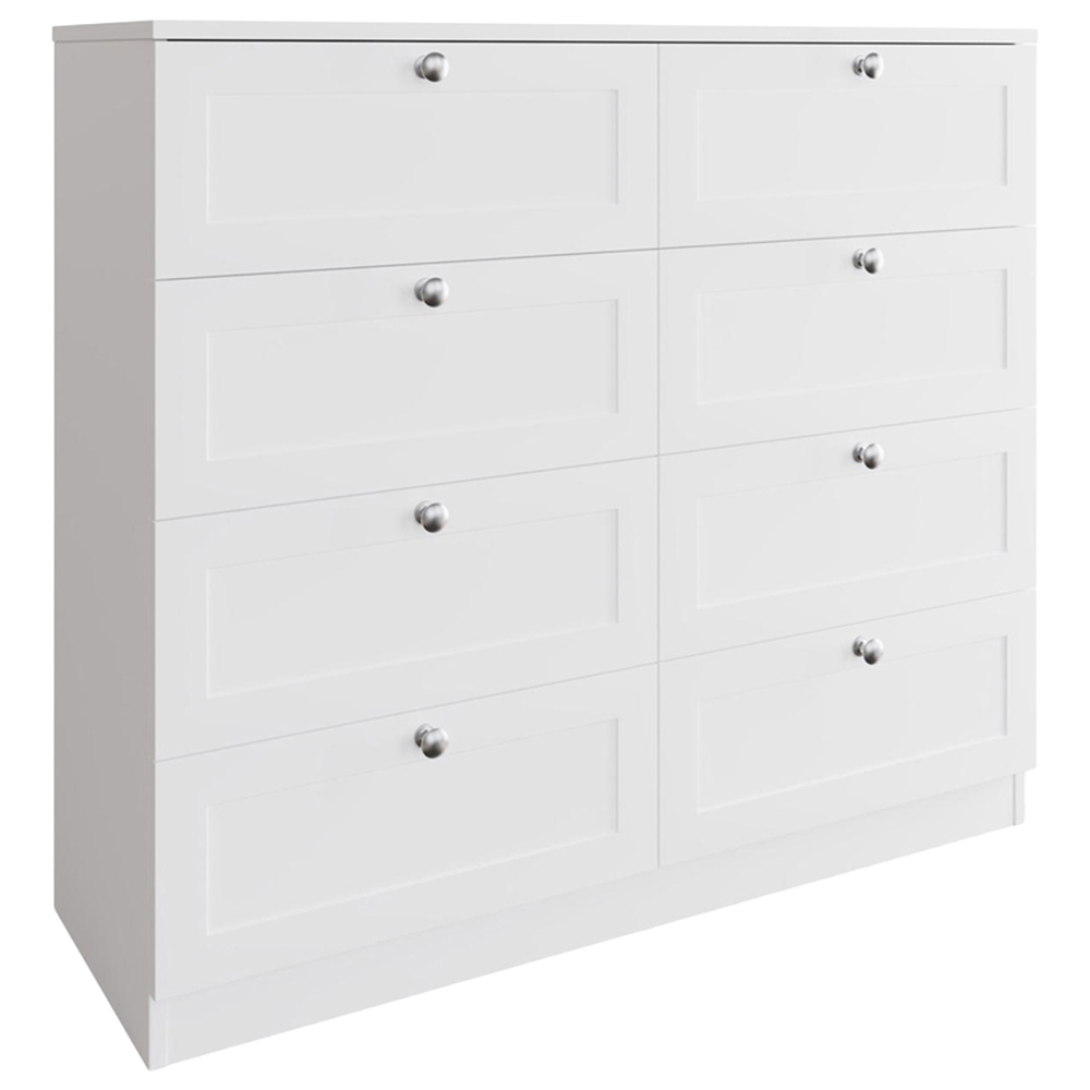 FWStyle Artus 8 Drawer White Panelled Chest of Drawers Image 2