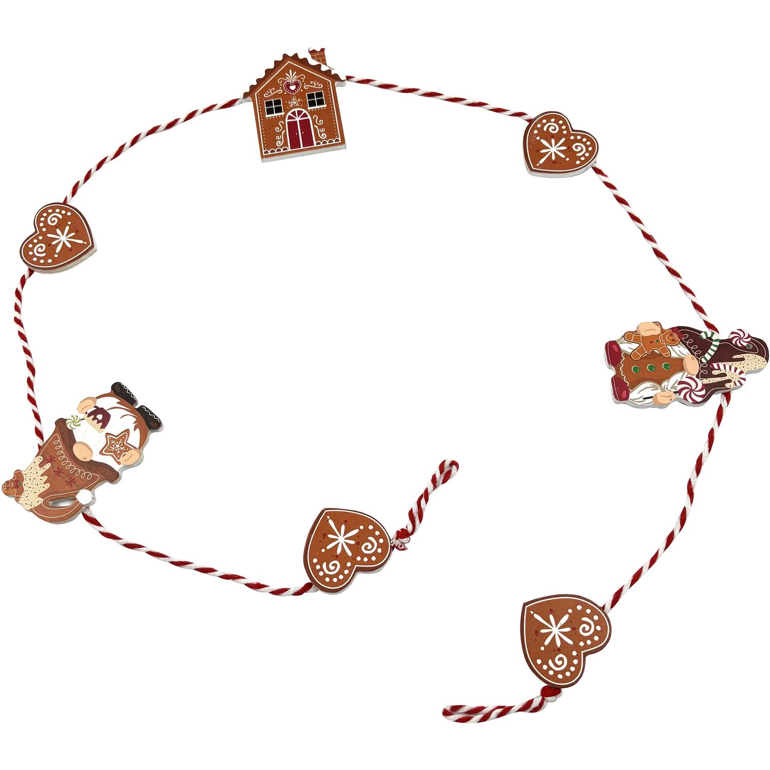 Wooden Gingerbread Garland - Brown Image 1