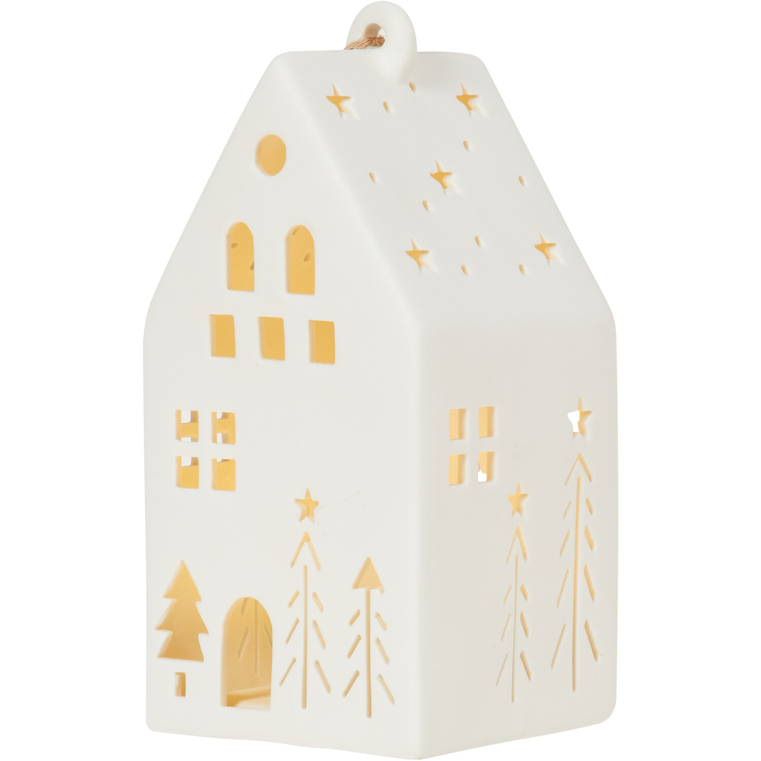 Ceramic LED Hanging House - White Image 4