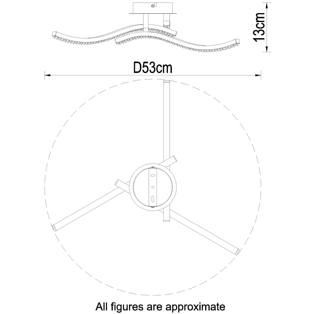Cosylyte Kenworth 3 Light Chrome Wavy Beaded LED Ceiling Light Image 7