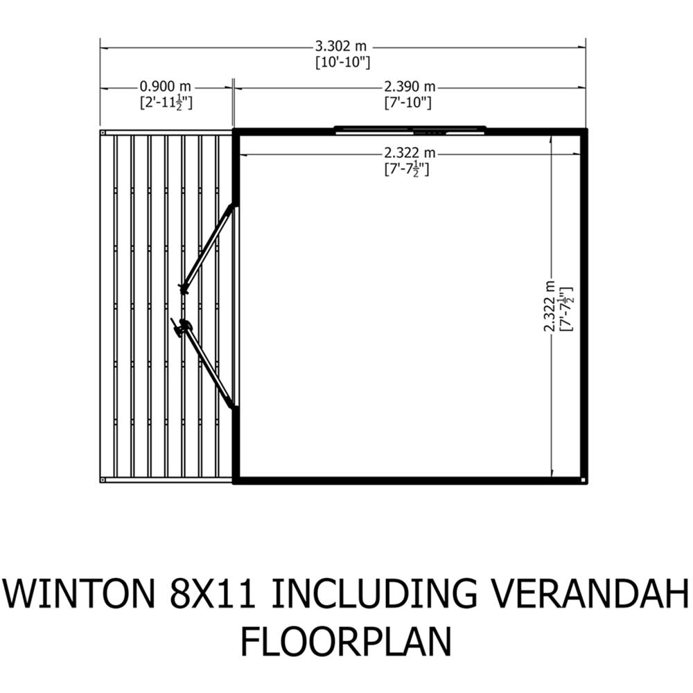 Shire Winton 8 x 11ft Double Door Shiplap Apex Summerhouse Image 3