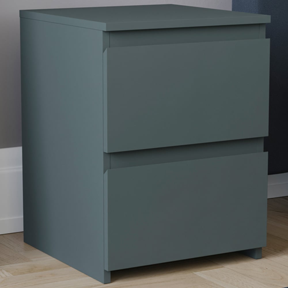 Vida Designs Denver Jasper Green 2 Drawer Bedside Table Image 1