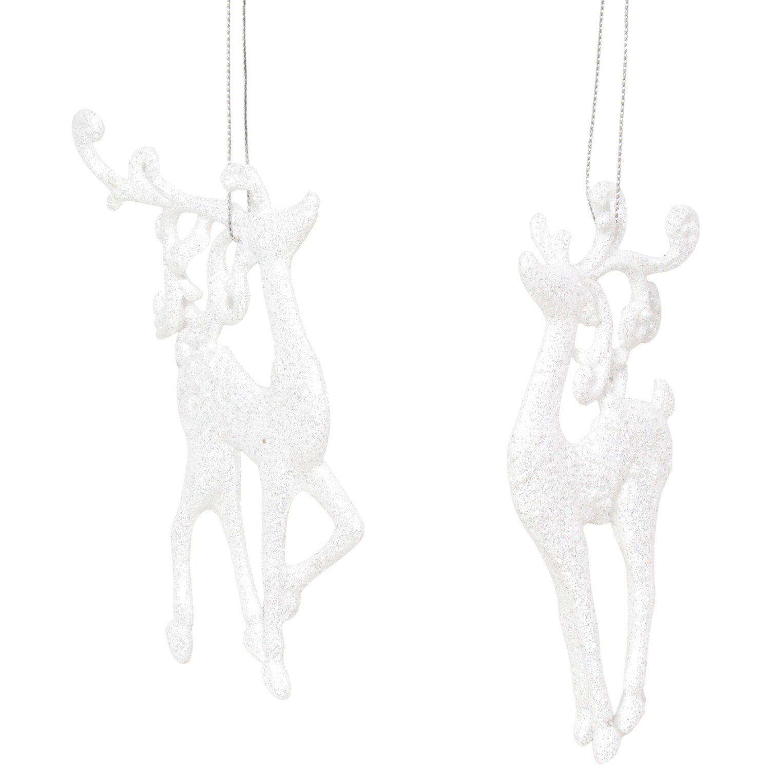 White Glitter Reindeer Hanging Decoration Image 3