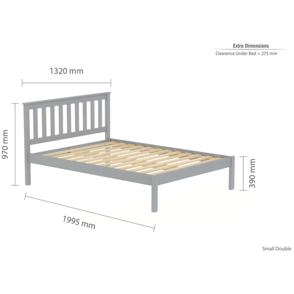 Denver Small Double Grey Wooden Bed Image 9
