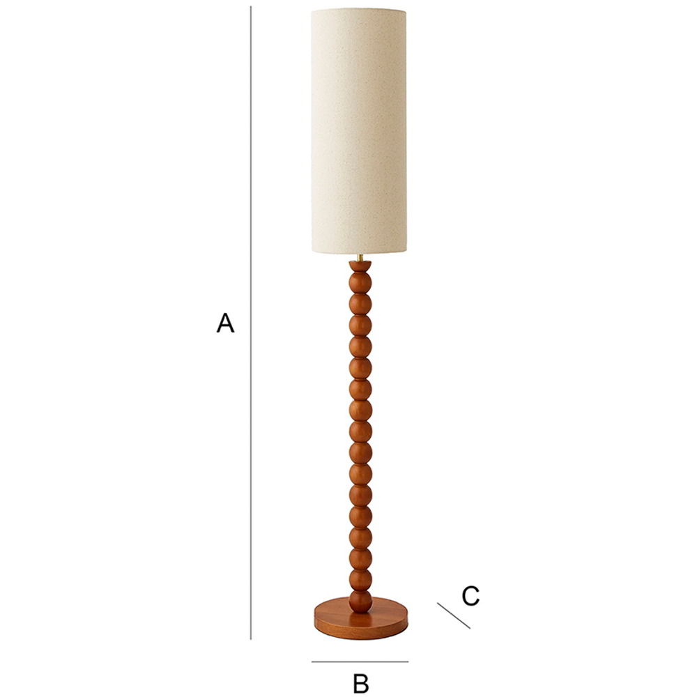 ValueLights Wyatt Natural Linen Tall Lamp Shade Walnut Wood Bobbin LED Floor Lamp Image 8