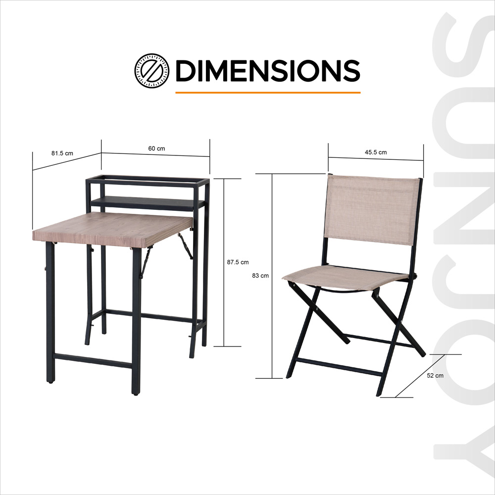 Sunjoy 2 Seater Single Shelf Foldable Patio Bistro Set Image 9