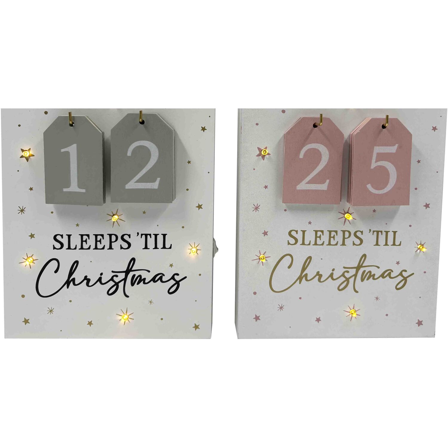 Sleeps Til Christmas LED Advent Calendar - White Image 3