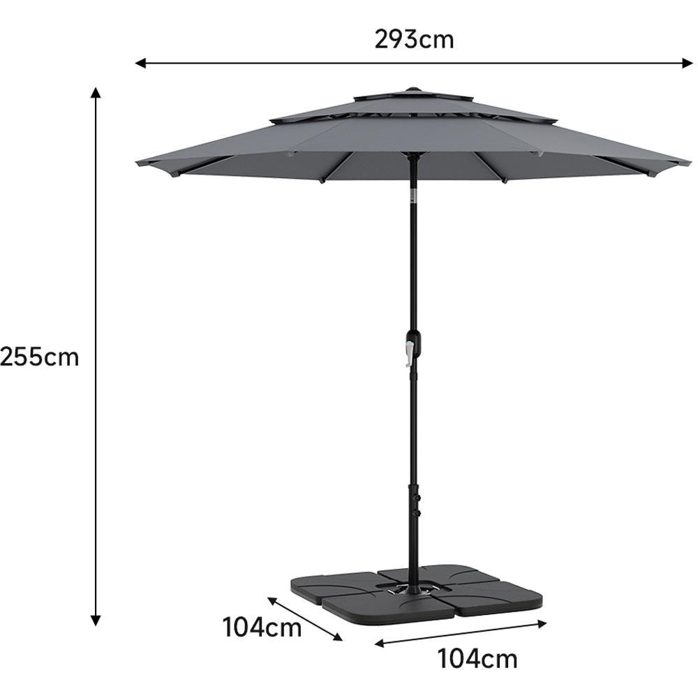 Living and Home Light Grey 3 Tier Crank and Tilt Parasol with Square Base 3m Image 9