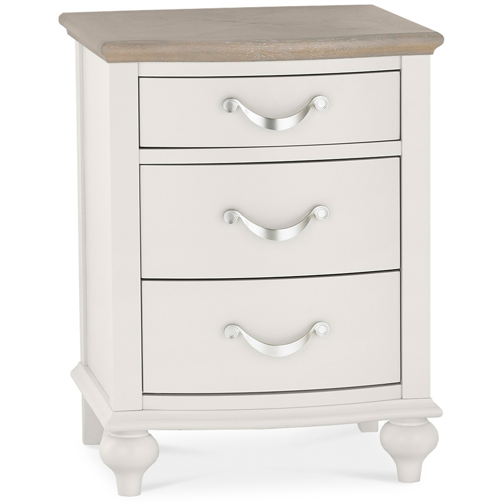 Bentley Designs Montreux 3 Drawer Grey Washed Oak and Soft Grey Nightstand Image 2
