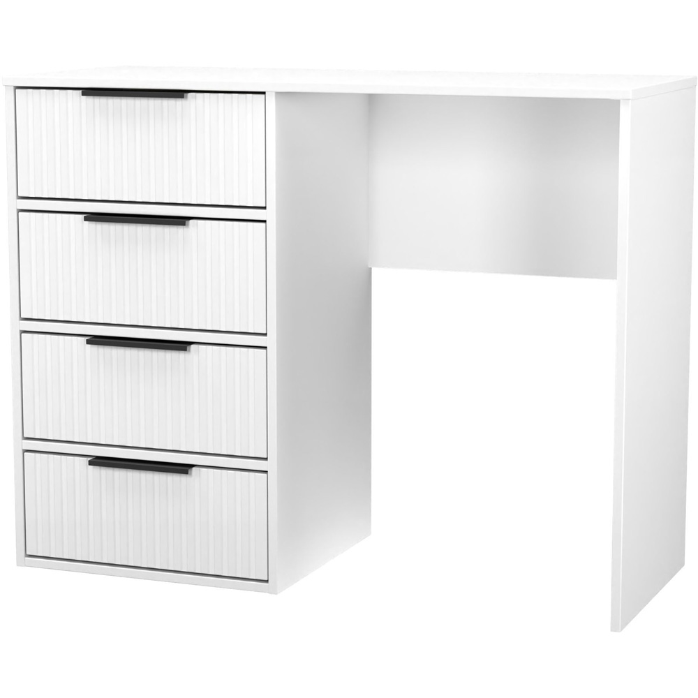Crowndale Fluted 4 Drawer White Matt Vanity Dressing Table Ready Assembled Image 4
