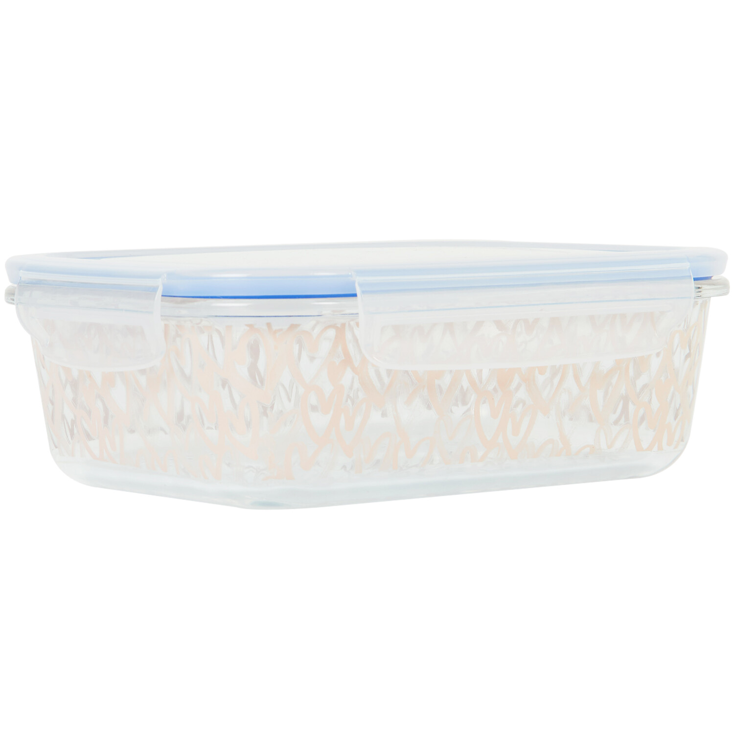 Pink Heart Decal Glass Crisper 1L - Clear and Pink Image 2