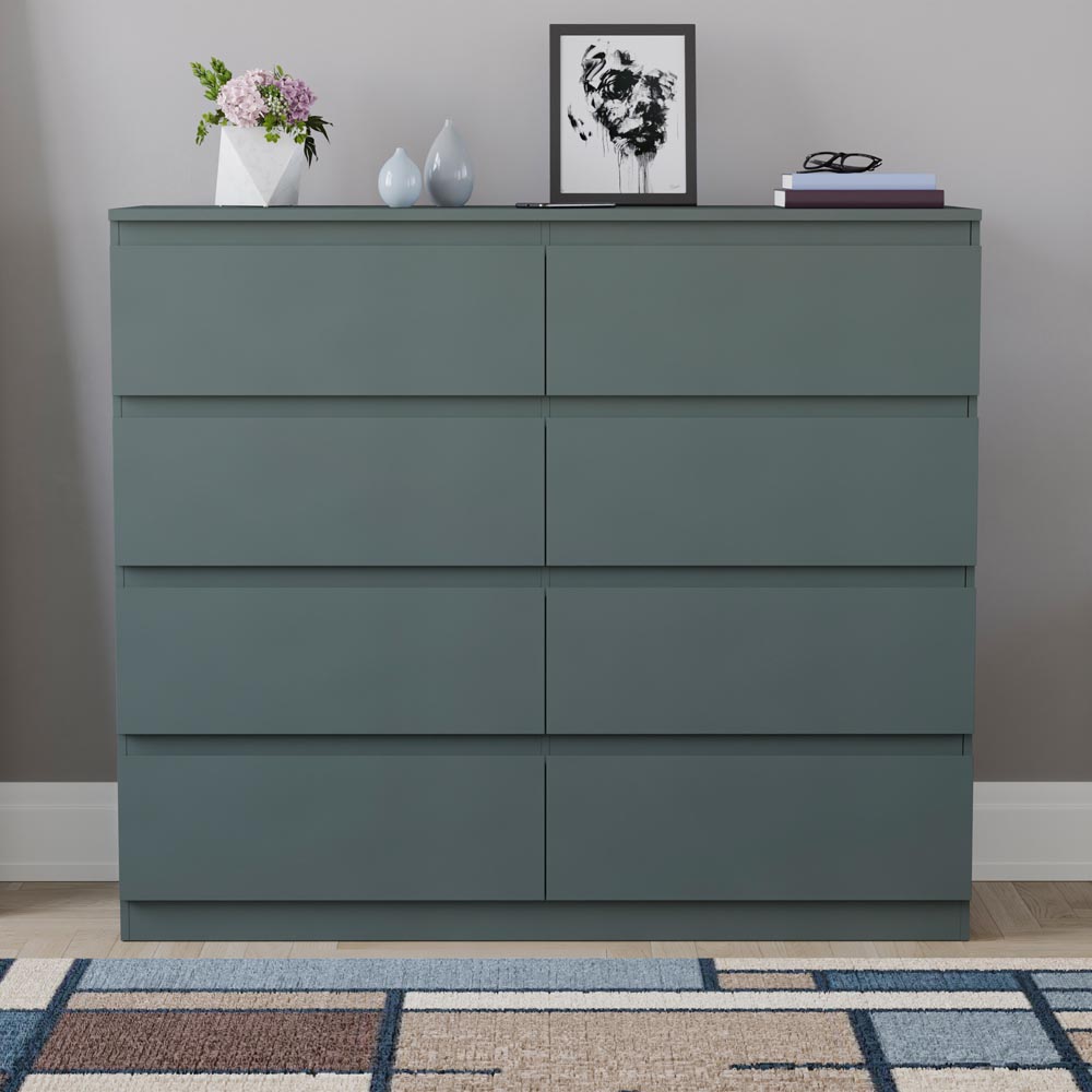Vida Designs Denver Jasper Green 8 Drawer Bedside Table Image 3