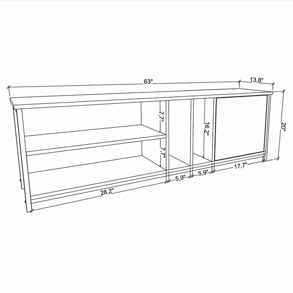 Decorotika Oneida Single Door 4 Shelf White and Oak TV Unit Image 7