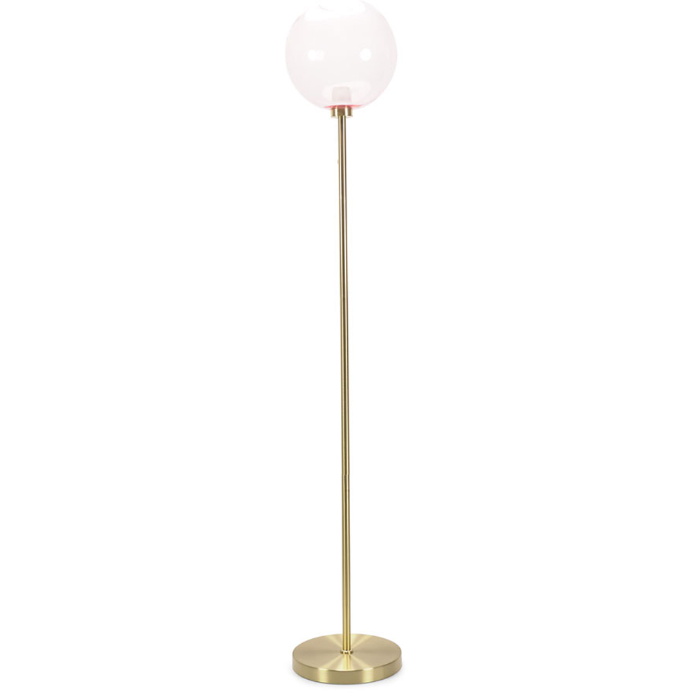ValueLights Frenchie Pink Tinted Globe Gold Stem LED Floor Lamp Image 1