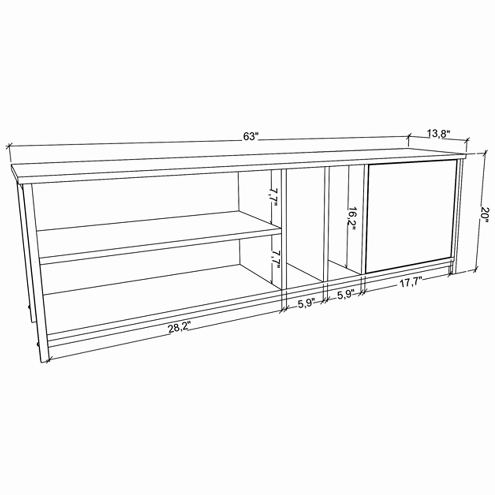 Decorotika Oneida Single Door 4 Shelf Gold and Oak TV Unit Image 7
